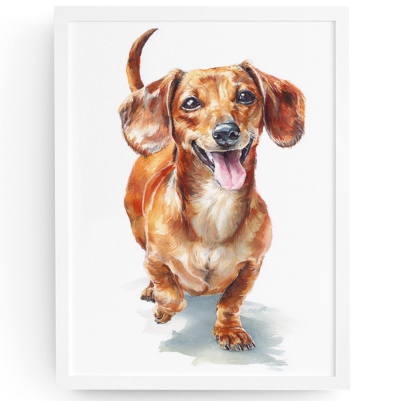 Watercolor Dachshund Dog Portrait Art Print – Unframed Fine Art Poster - Picture 1 of 5